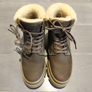 Artica Faux Sherpa Genuine Leather Boots Waterproof